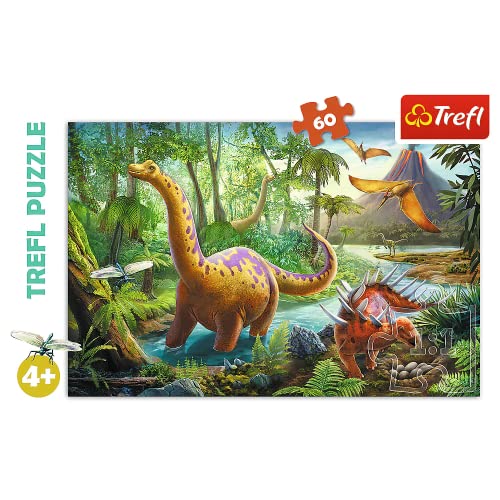 Trefl 60 Piezas, para niños a Partir de 4 años Puzzle, Color Caminata de Dinosaurios, WEG Der Dinosaurier