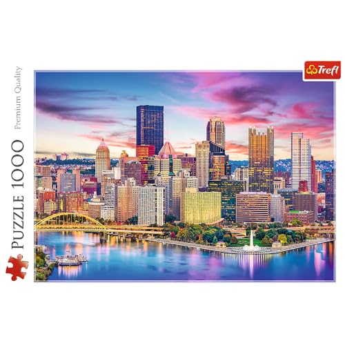 Trefl - Pittsburgh, Pensilvania, EE.UU. - Puzzle 1000 Piezas - Paisaje Urbano, Rascacielos, Puzzle DIY, Entretenimiento Creativo, Diversión, Puzzles clásicos para Adultos y niños a Partir de 12 años