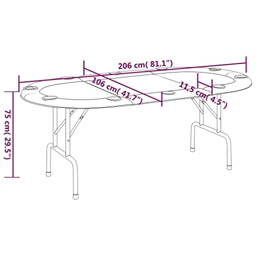 vidaXL Mesa de póquer Plegable para 10 Jugadores Verde 206x106x75 cm