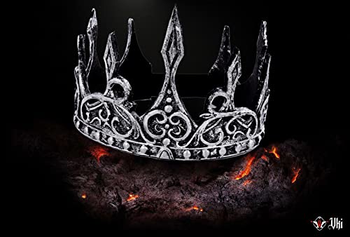 VKI® 2 Piezas Rey Medieval Corona Diadema Tiara Escenario Halloween Cosplay Corona Prop Disfraz para Adultos, Oro y Plata