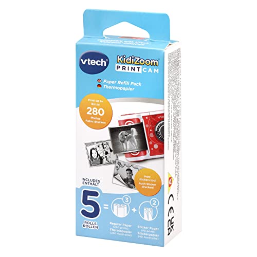 VTech-80-417449 Pack 5 Rollos Recambio de Papel térmico (3 térm. y 2 Pegatina), Color, único (80-417449)