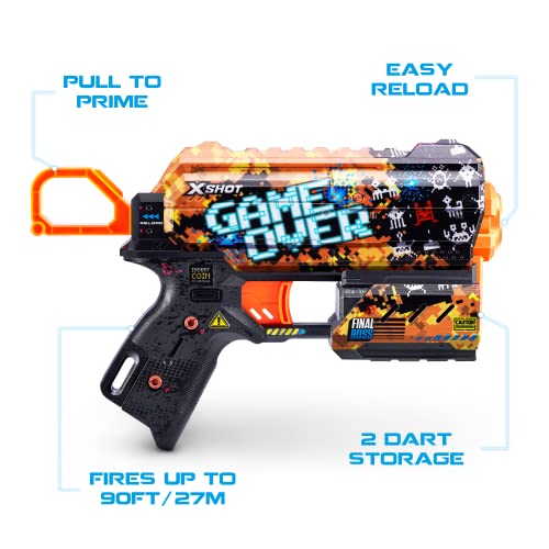 XSHOT-X-Shot Skins Flux, Game Over (Paquete de 2, 16 Dardos) Lanzadora Espuma, Color (ZURU 36551E)