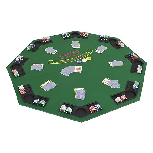 ZEYUAN Tablero de póker Plegable en 2 para 8 Jugadores, Poker Set, Tapete Poker, Tapete Juegos De Mesa, Mesa De Poker, Alfombrilla De Poker, Octogonal Verde