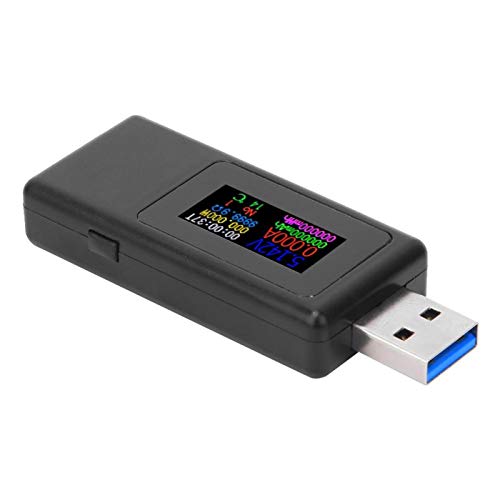 0-150w Probador de cargador USB Apagado Voltaje de corriente de almacenamiento Medidor de tiempo de batería para dispositivos de carga(black)