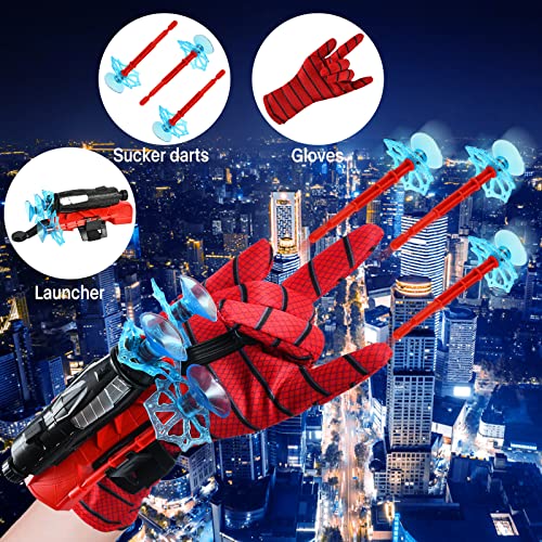 1 juegos de Launcher Gloves, Lanzador de Héroes, Guantes de Lanzador de Spider-man Guantes de Plástico para Niños, Web Shooter Spiderman para Niños, Juguetes Educativos Divertidos para Niños