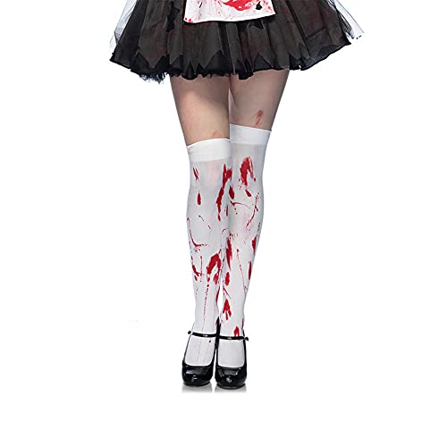 1 par de Medias de Halloween manchadas de Sangre para Mujer Medias de Fiesta de Halloween Traje sobre la Rodilla Calcetines