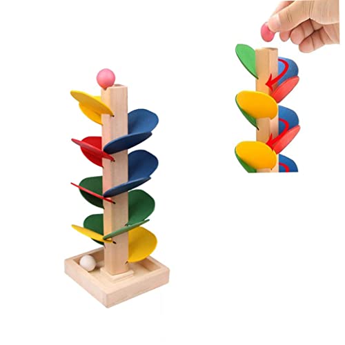 1 Set Wooden Tree Detachable Leaves Marble Ball Run Track Game Colorful Kids Educational Toy Blocks,Marble Ball Toy