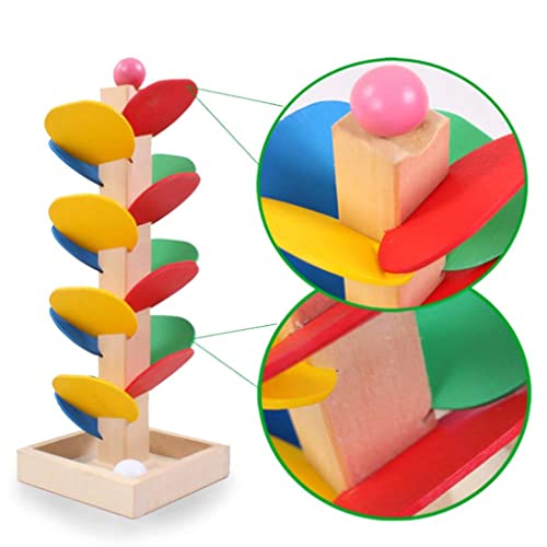 1 Set Wooden Tree Detachable Leaves Marble Ball Run Track Game Colorful Kids Educational Toy Blocks,Marble Ball Toy