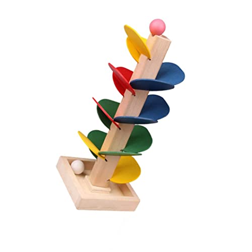 1 Set Wooden Tree Detachable Leaves Marble Ball Run Track Game Colorful Kids Educational Toy Blocks,Marble Ball Toy