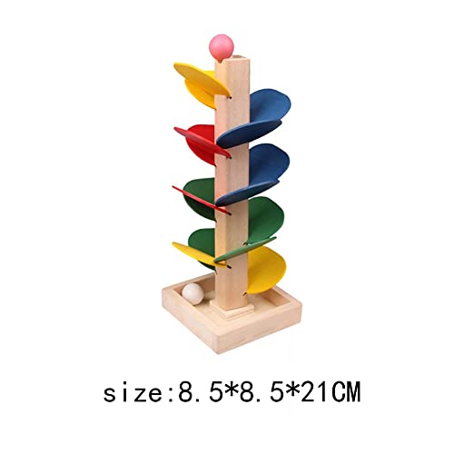 1 Set Wooden Tree Detachable Leaves Marble Ball Run Track Game Colorful Kids Educational Toy Blocks,Marble Ball Toy