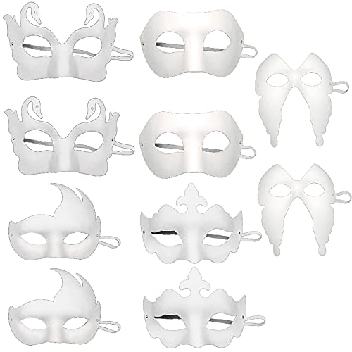 10 Piezas de Máscara Blanca, Máscara de Papel Mascarada, Máscara de Fiesta de Baile de Máscaras de Bricolaje, para Baile de Fiesta, Carnaval, Juego de Roles, ópera (Blanco)