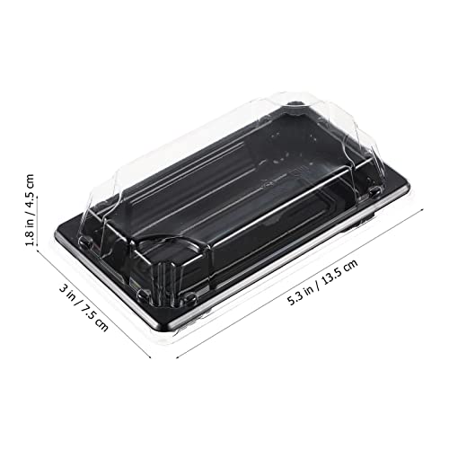 100 cajas de sushi pequeñas con tapa transparente, bandejas de sushi negras con tapas, caja de embalaje de sushi desechable, recipientes de plástico negro for llevar, platos principales, aperitivos o