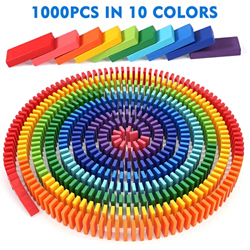 1000 Piezas Domino Madera Juego de Bloques de Dominó de Madera Classic Bloques de Construcción Juguete Educativo Regalo para Niñas Niños Adultos