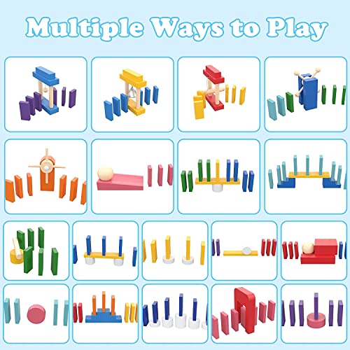 1000 Piezas Domino Madera Juego de Bloques de Dominó de Madera Classic Bloques de Construcción Juguete Educativo Regalo para Niñas Niños Adultos