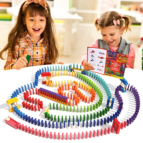 1000 Piezas Domino Madera Juego de Bloques de Dominó de Madera Classic Bloques de Construcción Juguete Educativo Regalo para Niñas Niños Adultos