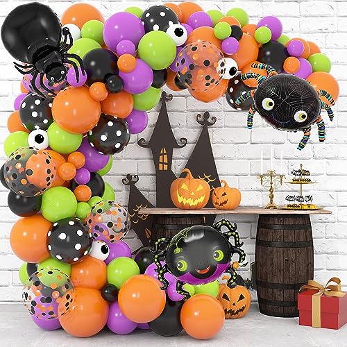 106 Piezas Arañas Globos de Halloween, Arco de Globos Halloween, Halloween Decoracion, Halloween Globos Para Decoración de Fiesta de Halloween