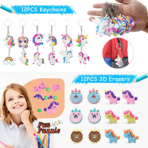 120 Piezas Cumpleaños Unicornio Regalo de Fiesta, Piñata Unicornio Regalo Niña, Unicornio Diadema Llavero Pulseras Tatuajes Temporales Sorpresas para Cumpleaños Bolsa de Fiesta Niña