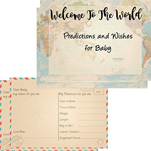 16 bebé Predicciones y deseos tarjetas para Baby Shower juegos Bienvenido a el mundo