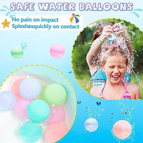 16 Globos de Agua Reutilizables,Bolas de Agua,Silicona Globos Agua de llenado Rápido,Globos Agua para Juego de Lucha De Agua,Salpicaduras de Bomba de Agua,Globos de Agua Verano Splash Fun de Playa