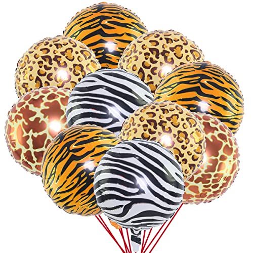 18 Pulgadas Globos con Estampado Animal de Safari,Globos de Papel de Aluminio con Estampado de Animal de Selva,para Decoración de Fiesta Temática Animal de Cumpleaños,16 Piezas