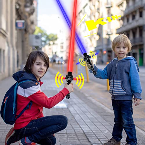 2 Piezas Sable de Luz,Espada Láser para Niños Espada Láser 2 En 1 Telescópica y Plegable,Star Wars Sable luz Espada Laser 7 Colores con Sonido para Navidad Halloween Regalos Cosplay