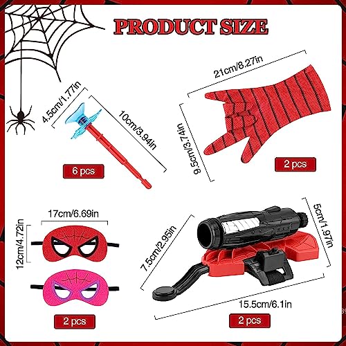 2 Set Launcher Glove, Guantes de Lanzador, Lanza Telarañas, Lanzador de Héroes Guante, Guante de plástico para Cosplay para niños, un Regalo para los Fans de Spiderman