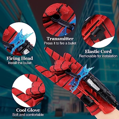 2 Set Launcher Glove, Guantes de Lanzador, Lanza Telarañas, Lanzador de Héroes Guante, Guante de plástico para Cosplay para niños, un Regalo para los Fans de Spiderman