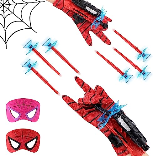 2 Set Launcher Glove, Guantes de Lanzador, Lanza Telarañas, Lanzador de Héroes Guante, Guante de plástico para Cosplay para niños, un Regalo para los Fans de Spiderman