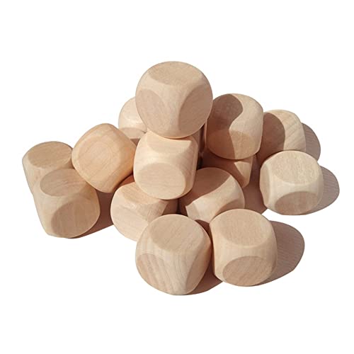 20 Dados en Blanco de Bricolaje Dados de Madera sin Pintar Dados de Madera Lisa para Props de Juego de Cartas Manualidades,20 mm