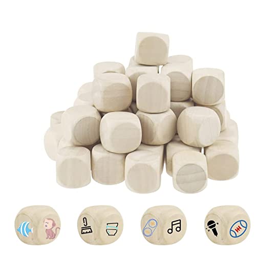 20 Dados en Blanco de Bricolaje Dados de Madera sin Pintar Dados de Madera Lisa para Props de Juego de Cartas Manualidades,20 mm