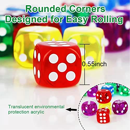 20 Piezas Coloridos Dados Translúcidos Conjunto para Juegos de Dados Bar Casino Regalos Party Favor