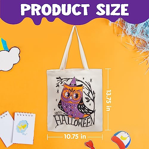 3 Bolsas Grandes de Lona Reutilizables para Halloween de 35cm para Truco o Trato, Bolsas de Regalos de Calabaza para Fiestas