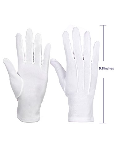 3 Pares de Guantes de Algodón de Nylon Guantes de Disfraz de Desfile Blancos para Guardia de Honor Formal Tuxedo de la Policía y Ocasiones Especiales (Diseño de 3 Costuras)