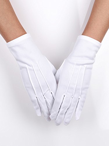 3 Pares de Guantes de Algodón de Nylon Guantes de Disfraz de Desfile Blancos para Guardia de Honor Formal Tuxedo de la Policía y Ocasiones Especiales (Diseño de 3 Costuras)