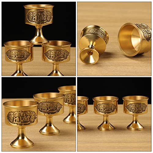 3 piezas Buda boda novedad para copas góticas metal medieval gafas retro latón hogar vaso altar lámpara de aceite ardiente mantequilla taza agua adorno vela ritual escritorio tibetano M titular