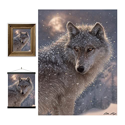 3D LiveLife Lenticular Cuadros Decoración - Lobo solitario de Deluxebase. Poster 3D sin marco de animales. Obra de arte original con licencia del reconocido artista, Collin Bogle