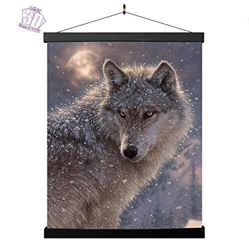 3D LiveLife Lenticular Cuadros Decoración - Lobo solitario de Deluxebase. Poster 3D sin marco de animales. Obra de arte original con licencia del reconocido artista, Collin Bogle