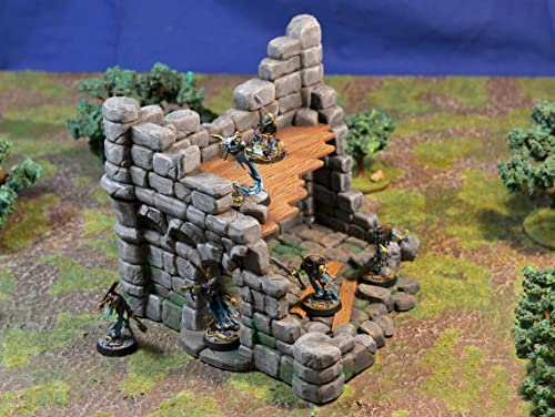 3D Vikings Casa en ruinas de dos niveles escala de 28 mm para pueblo medieval y de fantasía. Perfecto para ciudad de Tarok, Pathfinder y más