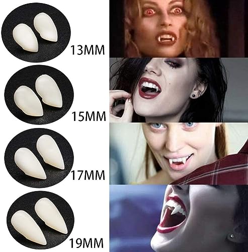 4 Pares Dientes de Vampiro de Halloween, 13 mm Colmillos Vampiro Adultos para Halloween Pascua de Resurrección, Fiesta de Graduación Fiesta de Disfraz Cosplay Accesorios