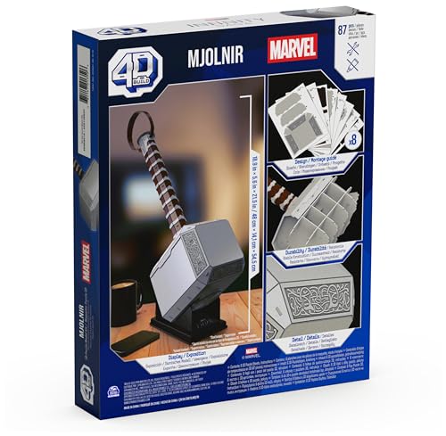 4D Build - MARTILLO DE THOR MJOLNIR - Puzzle Marvel 3D - Juguetes Marvel - Rompecabezas 3D Juego Construcción - Puzzles para Adultos y Niños - 6069816 - Juguetes Niños 12 Años +