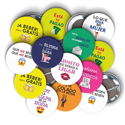 50 Chapas Con Alfiler Para Invitados de Boda, Accesorios Photocall, Regalos, Decoración, Detalles Divertidos