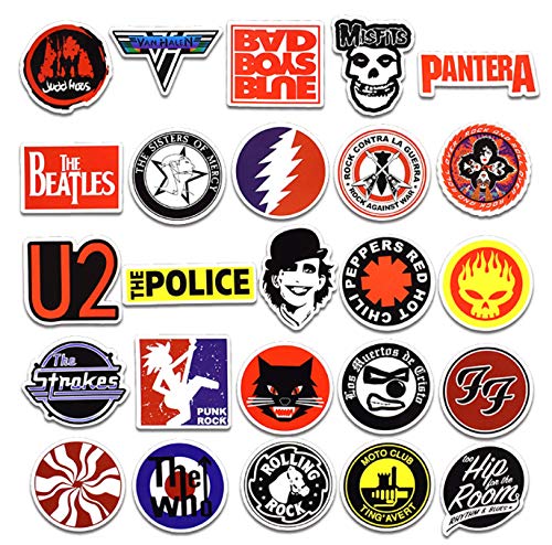 50 Piezas Classic Famous Rock Band Punk Music Sticker Grean Day RHCP Dead Kennedys para Guitarra monopatín Maleta calcomanías Impermeables