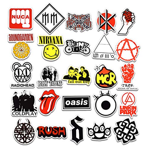 50 Piezas Classic Famous Rock Band Punk Music Sticker Grean Day RHCP Dead Kennedys para Guitarra monopatín Maleta calcomanías Impermeables