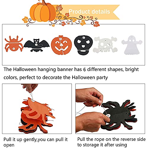 6 pancartas de decoración de halloween, corona de halloween, calabaza, fantasma, fantasma, murciélago, araña y pancarta de esqueleto, jardín de fiesta de halloween