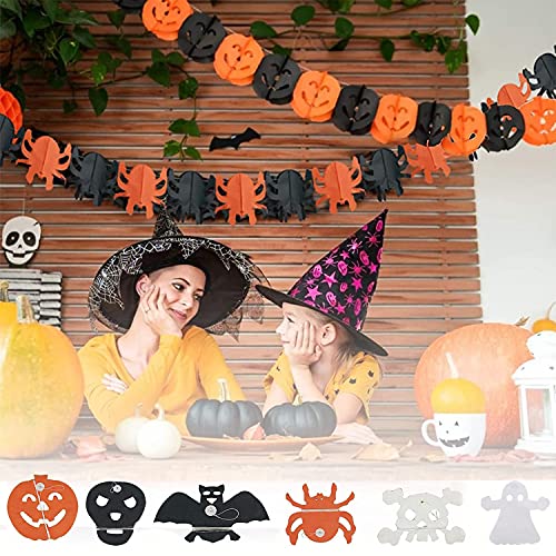 6 pancartas de decoración de halloween, corona de halloween, calabaza, fantasma, fantasma, murciélago, araña y pancarta de esqueleto, jardín de fiesta de halloween