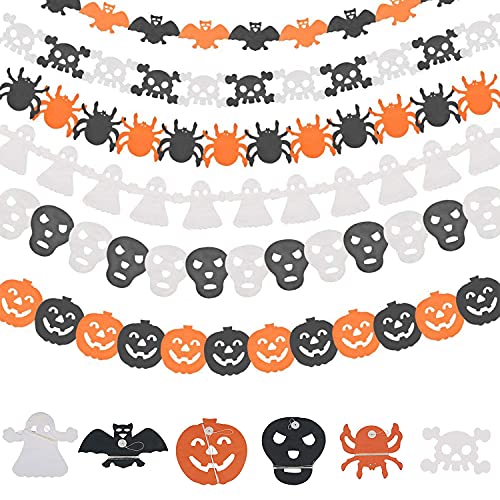 6 pancartas de decoración de halloween, corona de halloween, calabaza, fantasma, fantasma, murciélago, araña y pancarta de esqueleto, jardín de fiesta de halloween