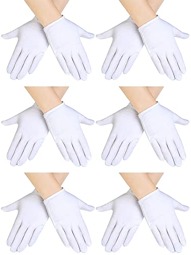 6 Pares de Guantes de Niños Niñas Guantes de Algodón Guantes de Vestir de Disfraz Guantes Infantiles Suaves de Disfraz Guantes Formales de Muñeca para Fiesta Disfraz, S (Blanco)