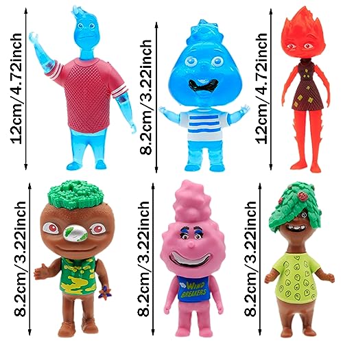 6pcs Crazy Elements Juego de Minifiguras, Elements Mini Figuras Set, Crazy Elements Toy Set para Dibujos Animados del Fiesta Suministros