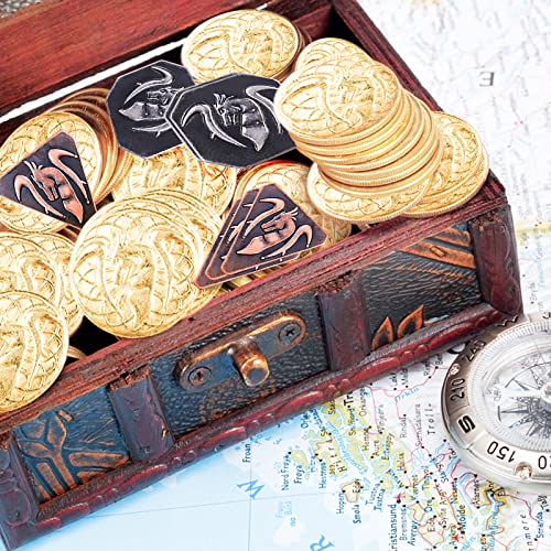 70 Monedas De Metal DND Y Bolsa De Cuero PU, Contiene 30 Monedas De Oro, 20 Monedas De Plata Y 20 Monedas De Cobre, Monedas De Fantasía para Juego De Mesa, Ficha De Juego con Bolsa De Cuero Retro