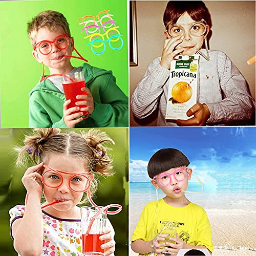 8 piezas reutilizables gafas de paja tonta gafas gafas Crazy Fun Loop popotes novedad gafas de beber paja para niños fiesta anual reuniones fiestas cumpleaños